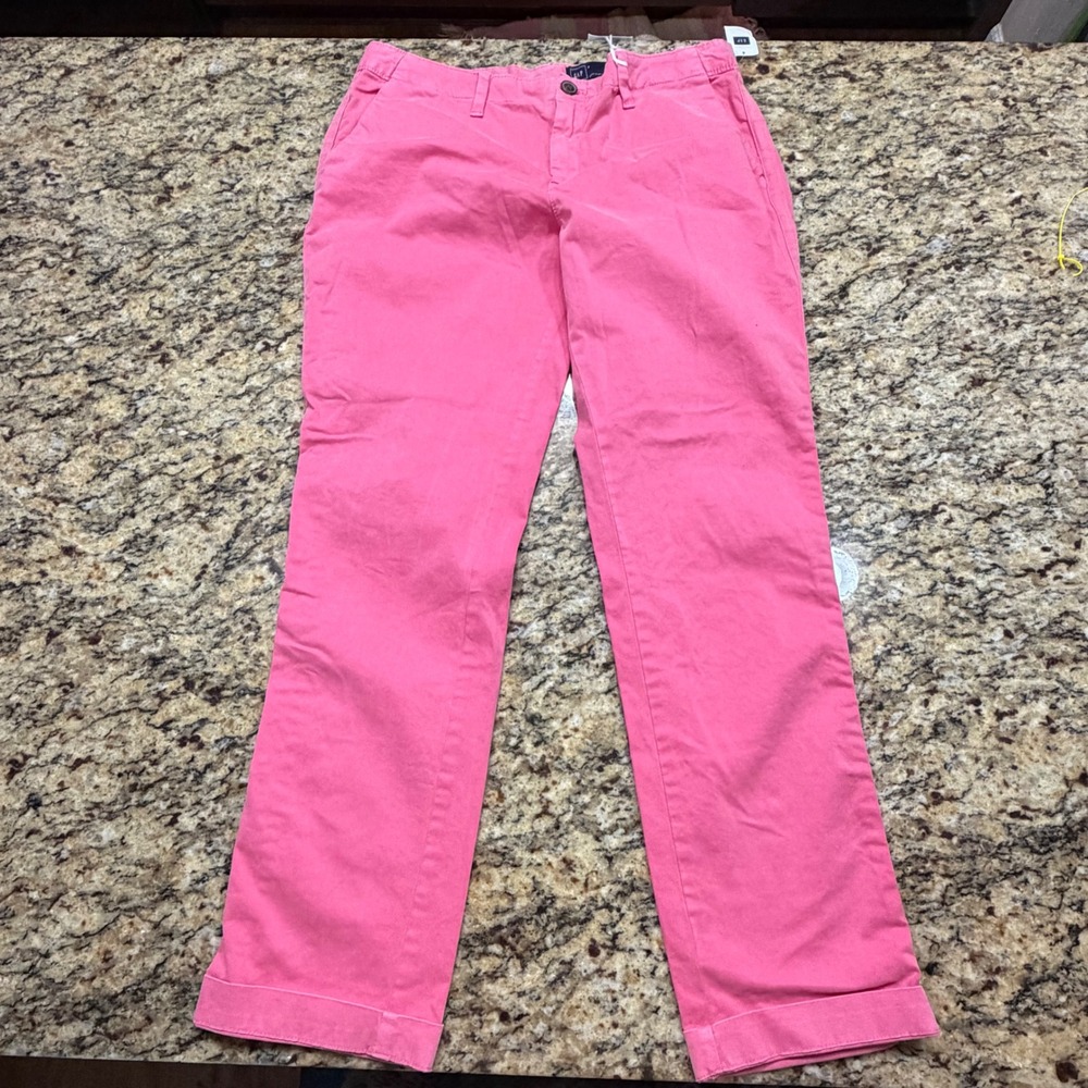 NEW Gap Pink Girlfriend Chino Mid Rise Stretch Pants Size 6 ws